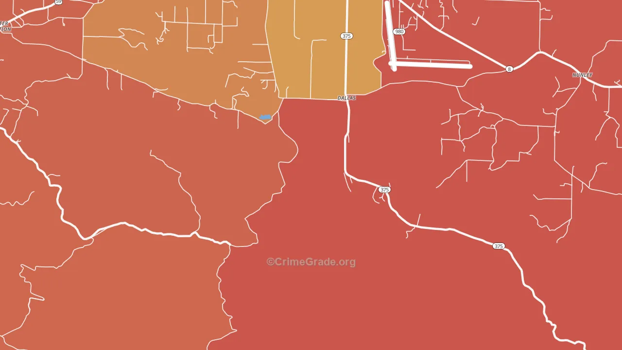 Dallas, AR Map of Arson Rates