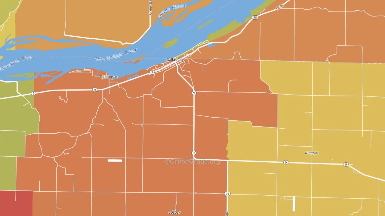 Dallas City, IL Map of Arson Rates