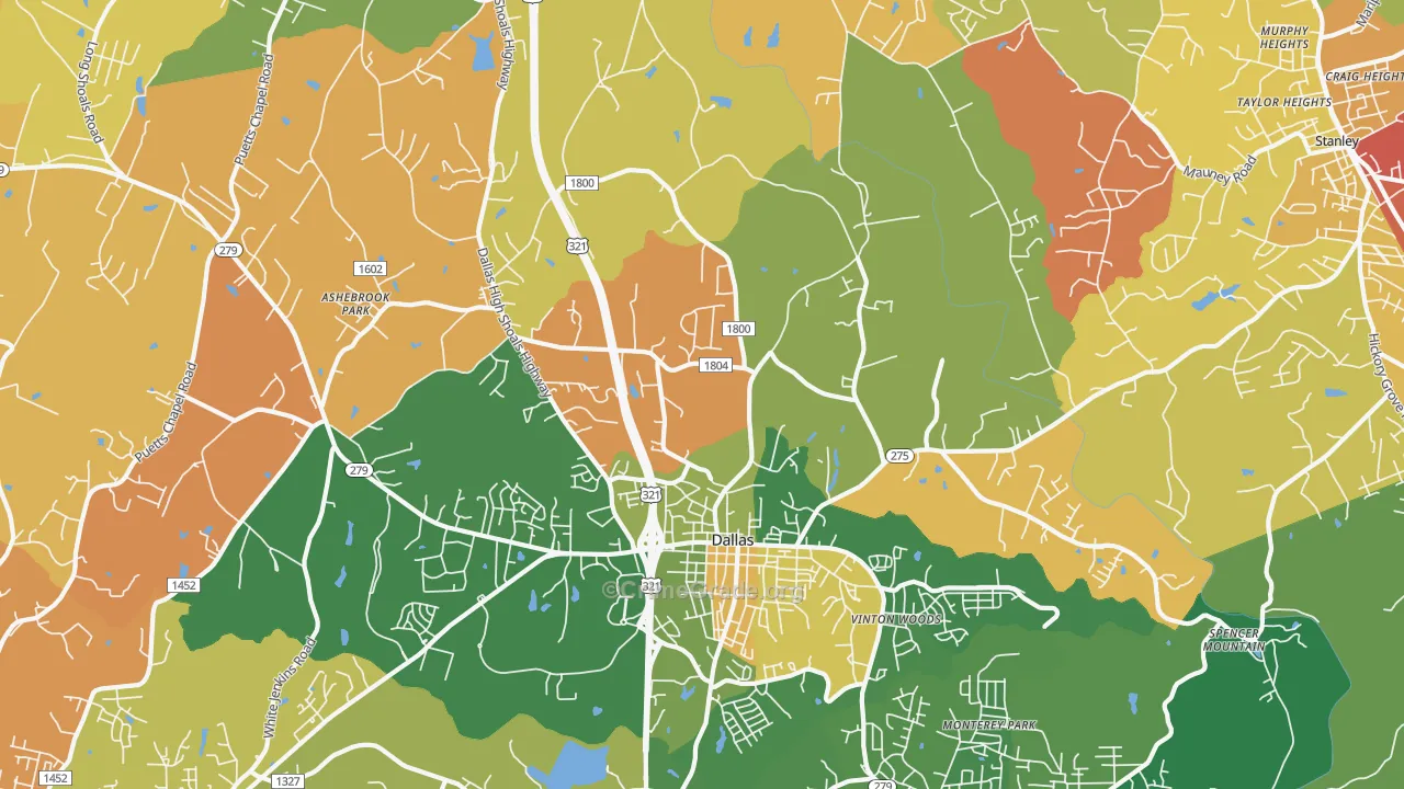 Dallas, NC Map of Arson Rates
