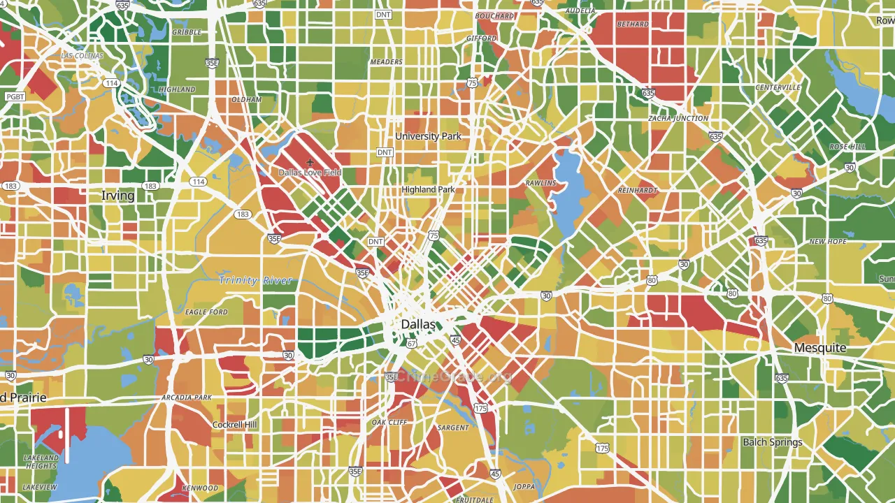 Dallas, TX Map of Arson Rates