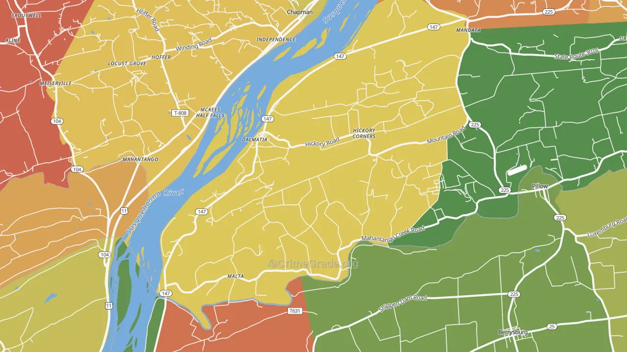 Dalmatia, PA Map of Arson Rates