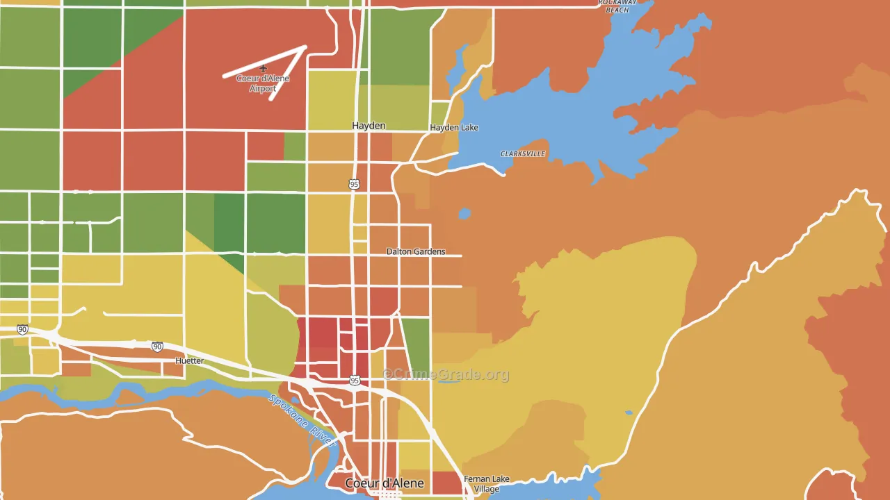 Dalton Gardens, ID Map of Arson Rates