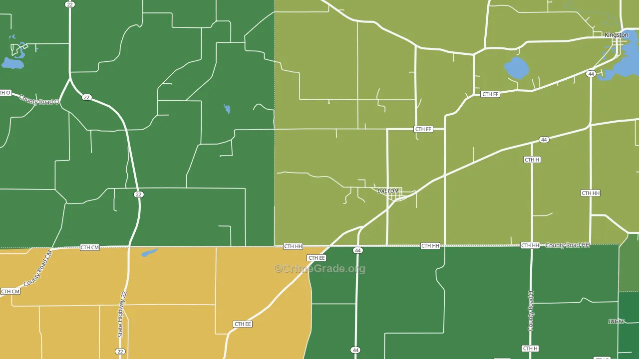Dalton, WI Map of Arson Rates