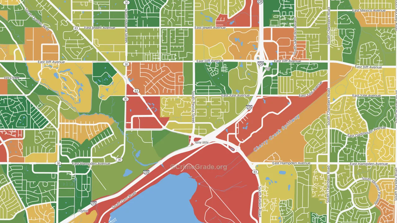 Dam East-West, Aurora, CO Map of Arson Rates