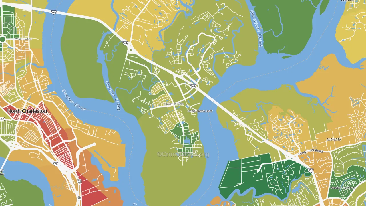 Daniel Island, Charleston, SC Map of Arson Rates