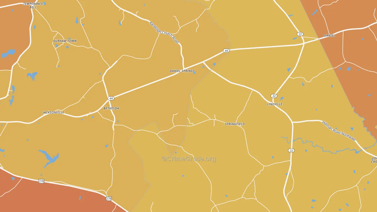 Daniel Springs, GA Map of Arson Rates