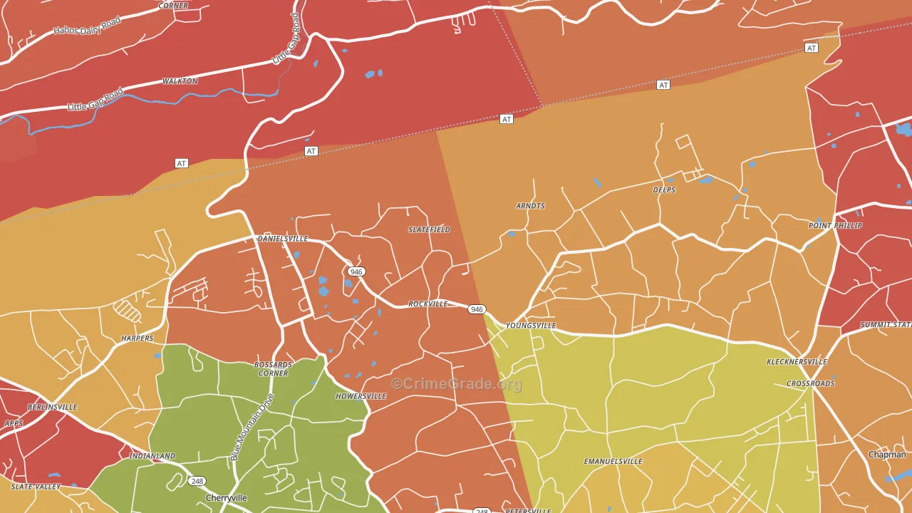 Danielsville, PA Map of Arson Rates