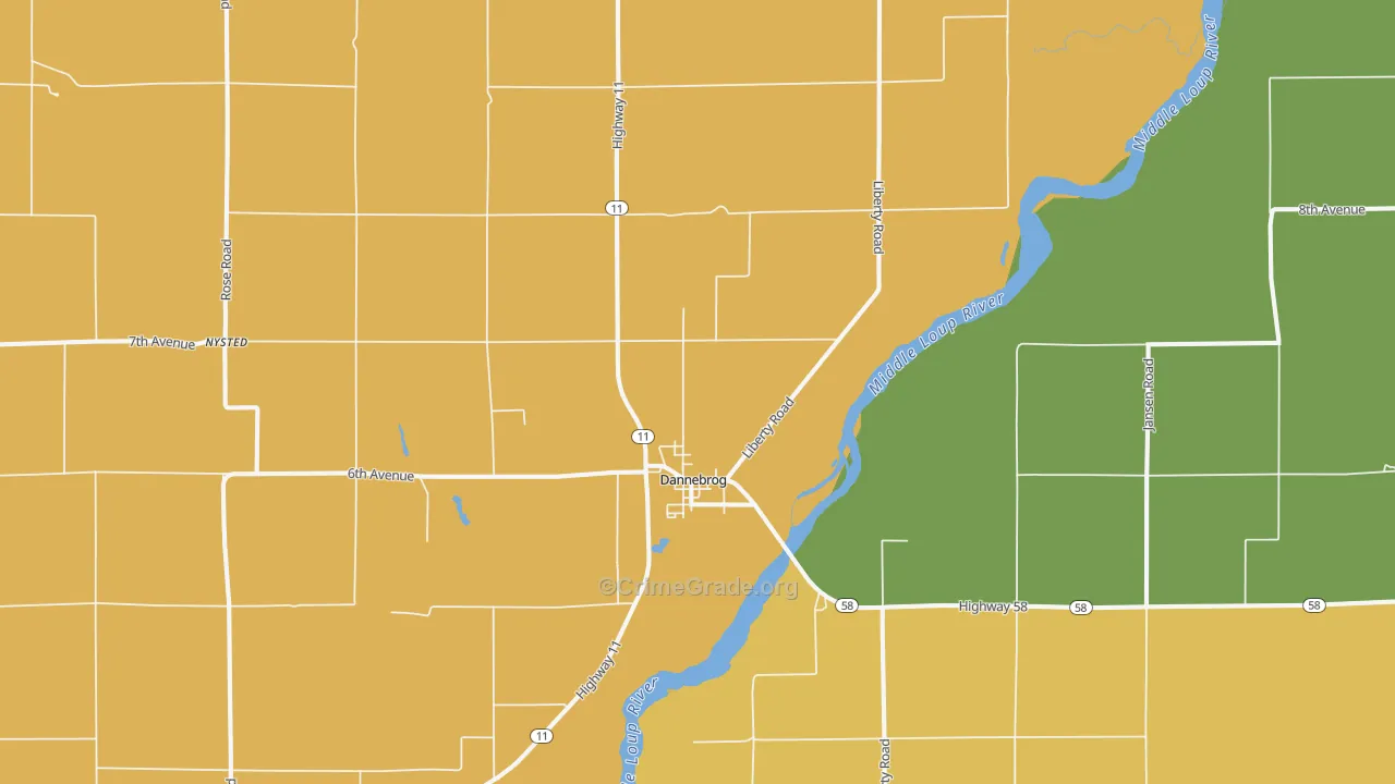 Dannebrog, NE Map of Arson Rates