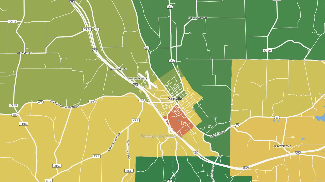 Dansville, NY Map of Arson Rates