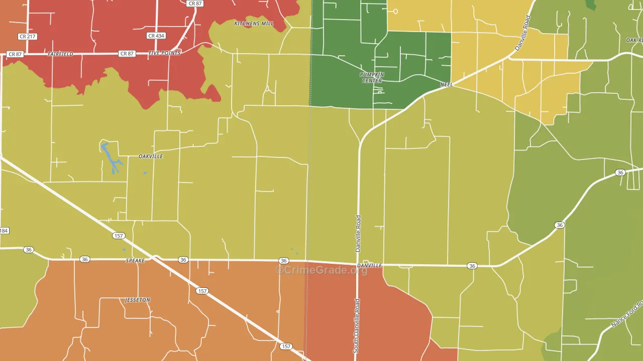 Danville, AL Map of Arson Rates