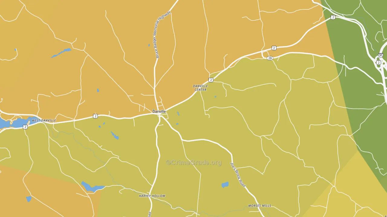 Danville Center, VT Map of Arson Rates