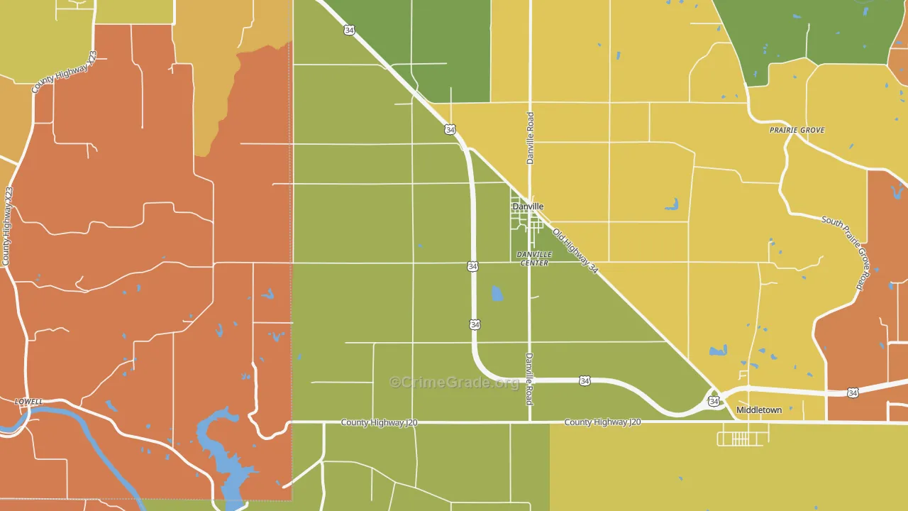 Danville, IA Map of Arson Rates
