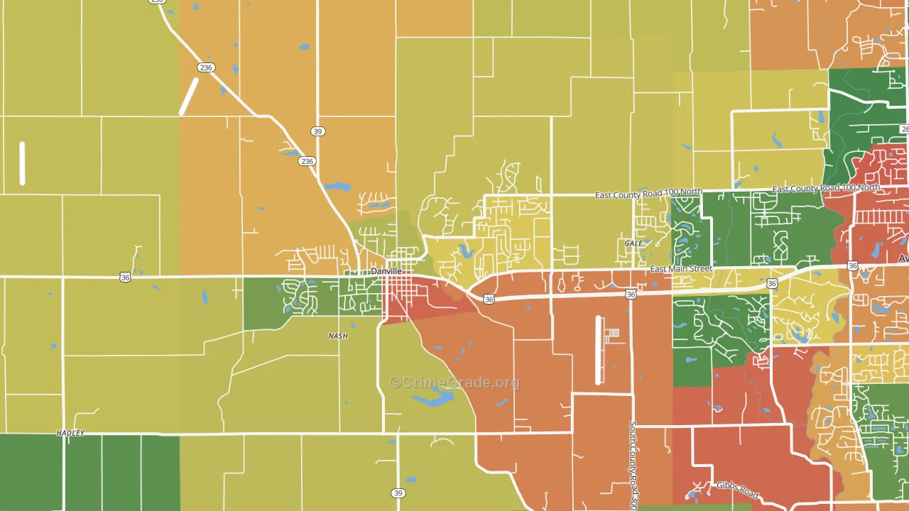 Danville, IN Map of Arson Rates
