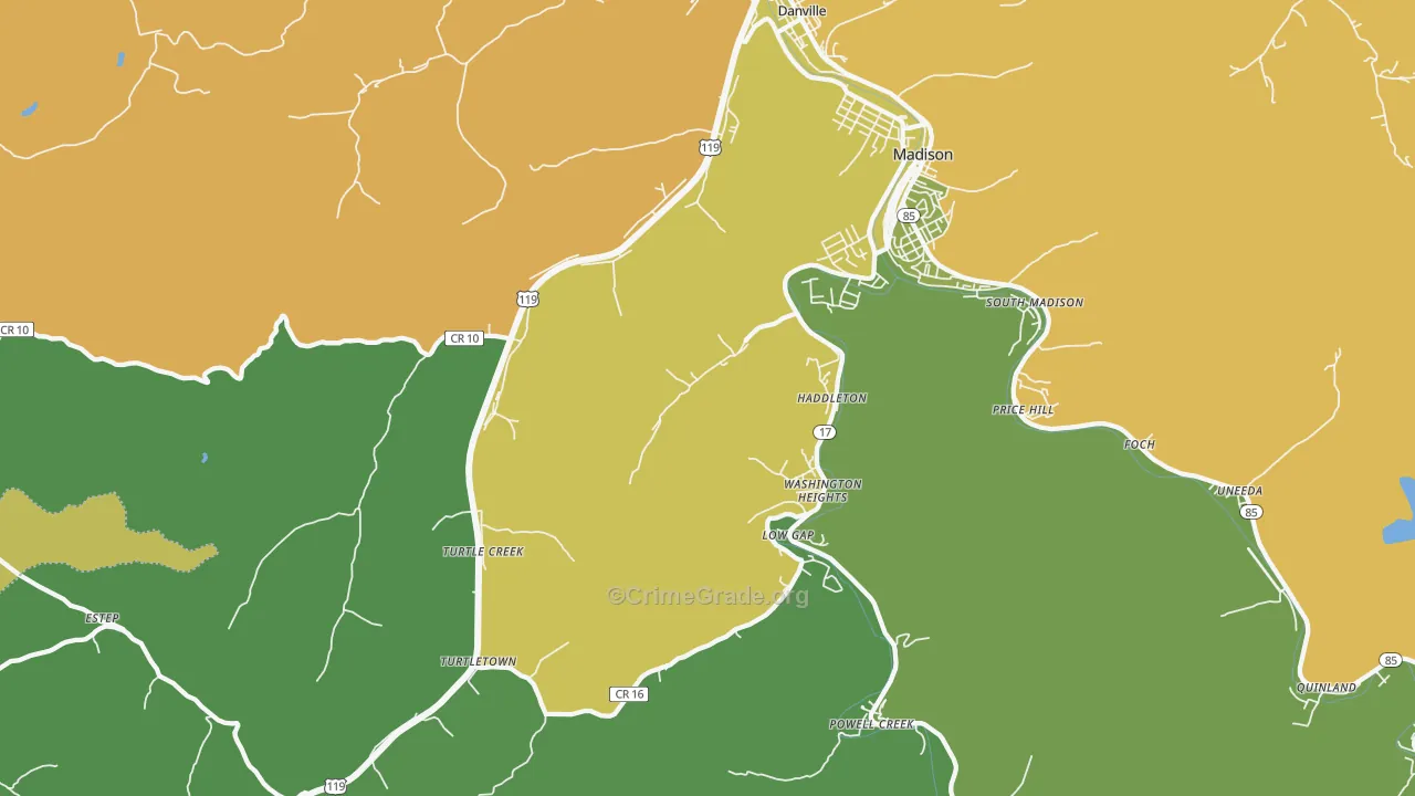 Danville, WV Map of Arson Rates