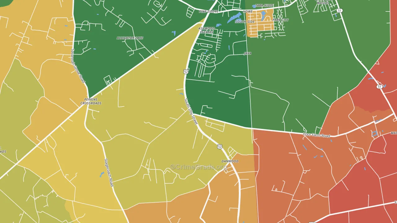 Danwood, SC Map of Arson Rates