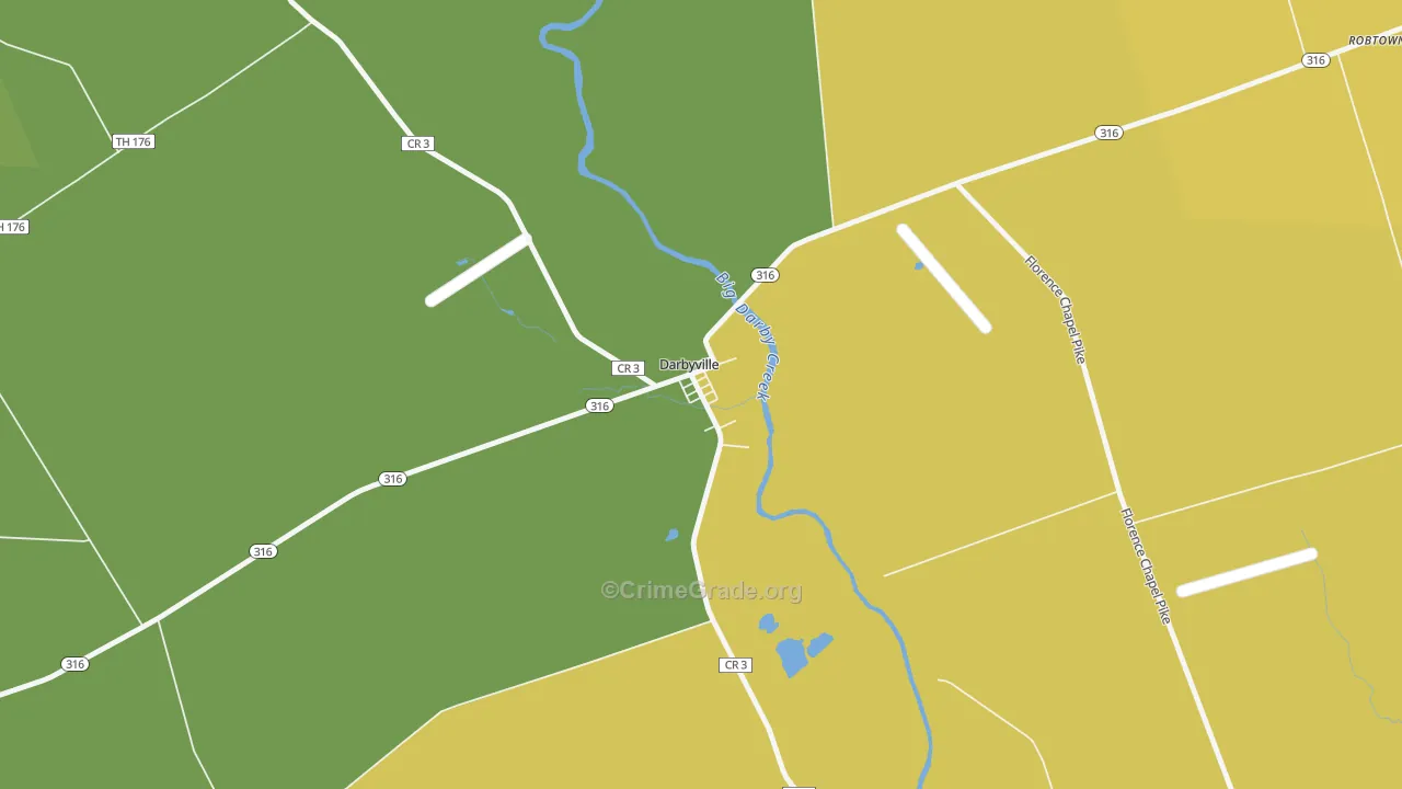 Darbyville, OH Map of Arson Rates