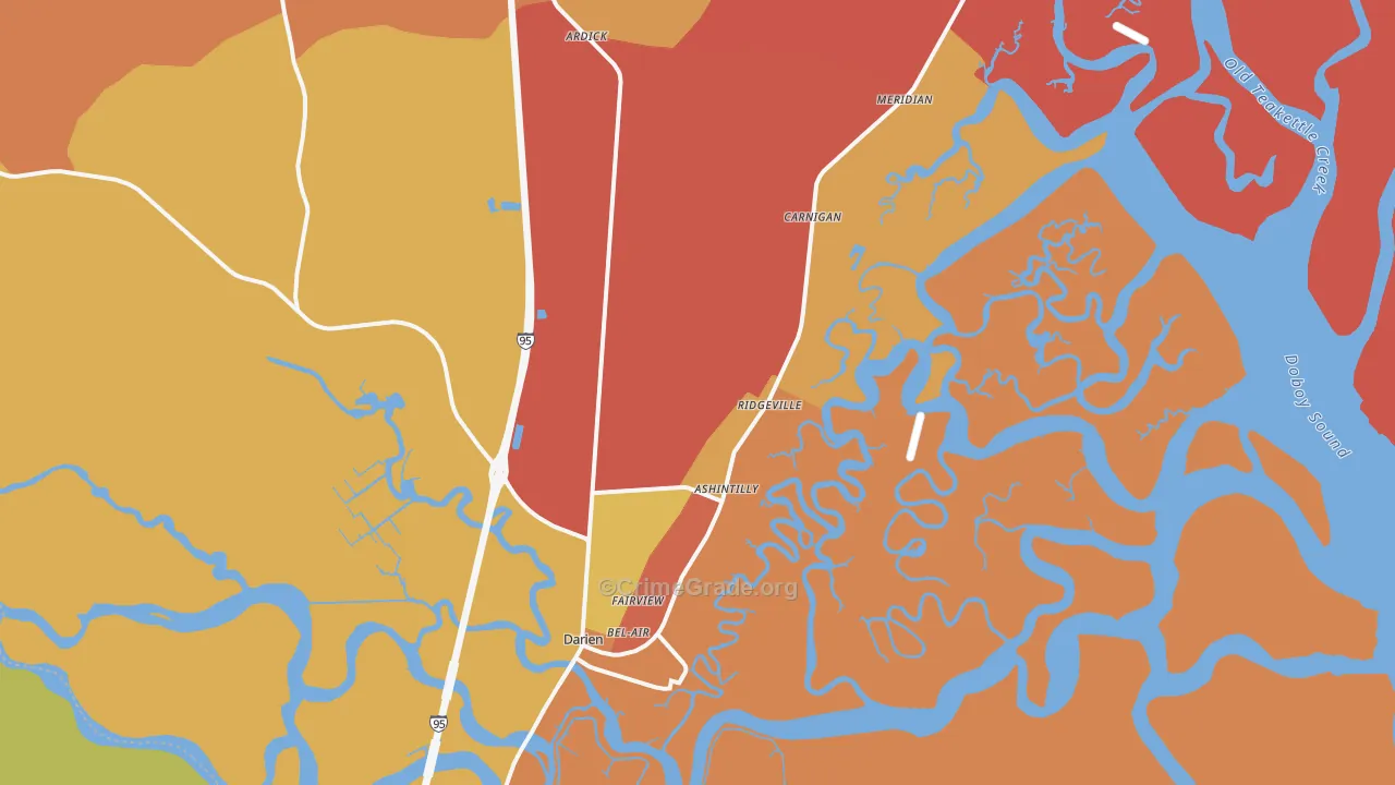 Darien, GA Map of Arson Rates