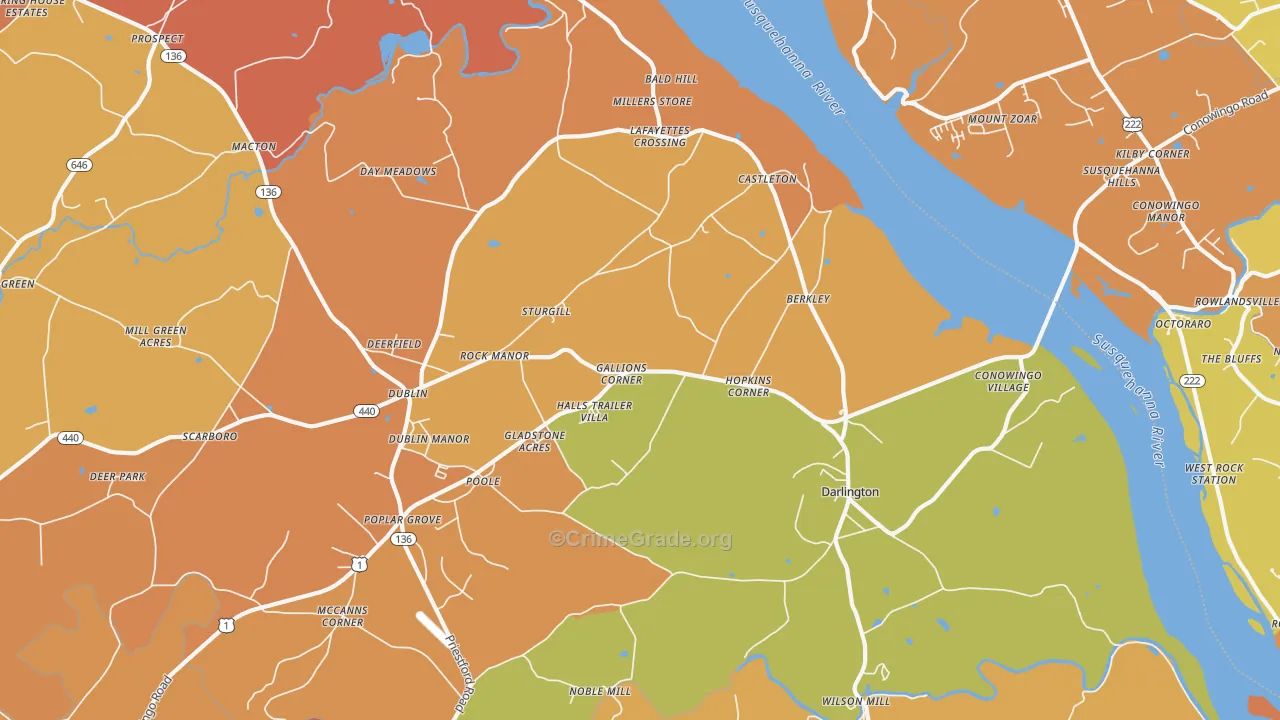 Darlington, MD Map of Arson Rates