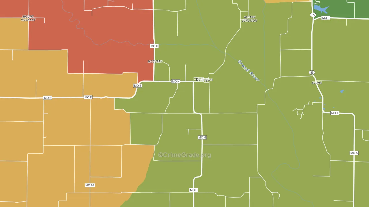 Darlington, MO Map of Arson Rates