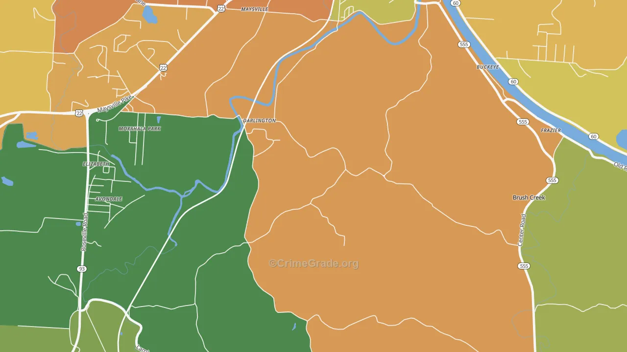 Darlington, OH Map of Arson Rates