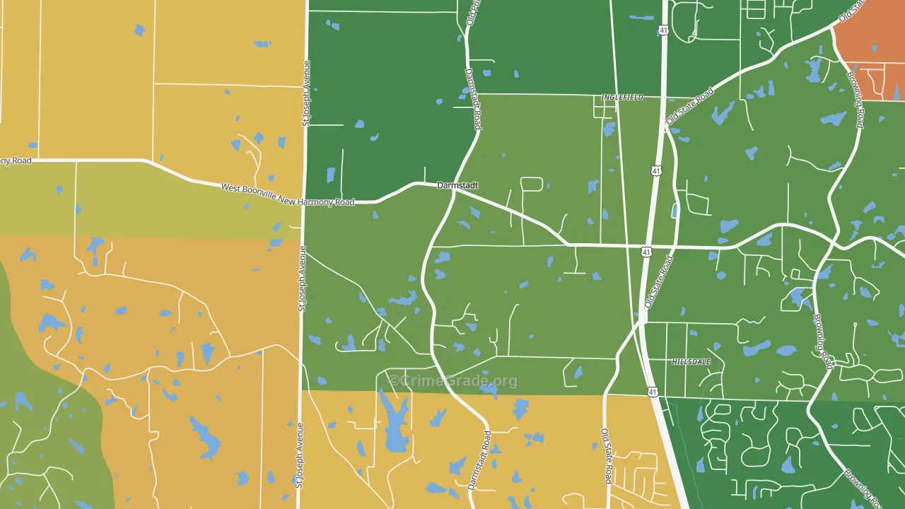 Darmstadt, IN Map of Arson Rates
