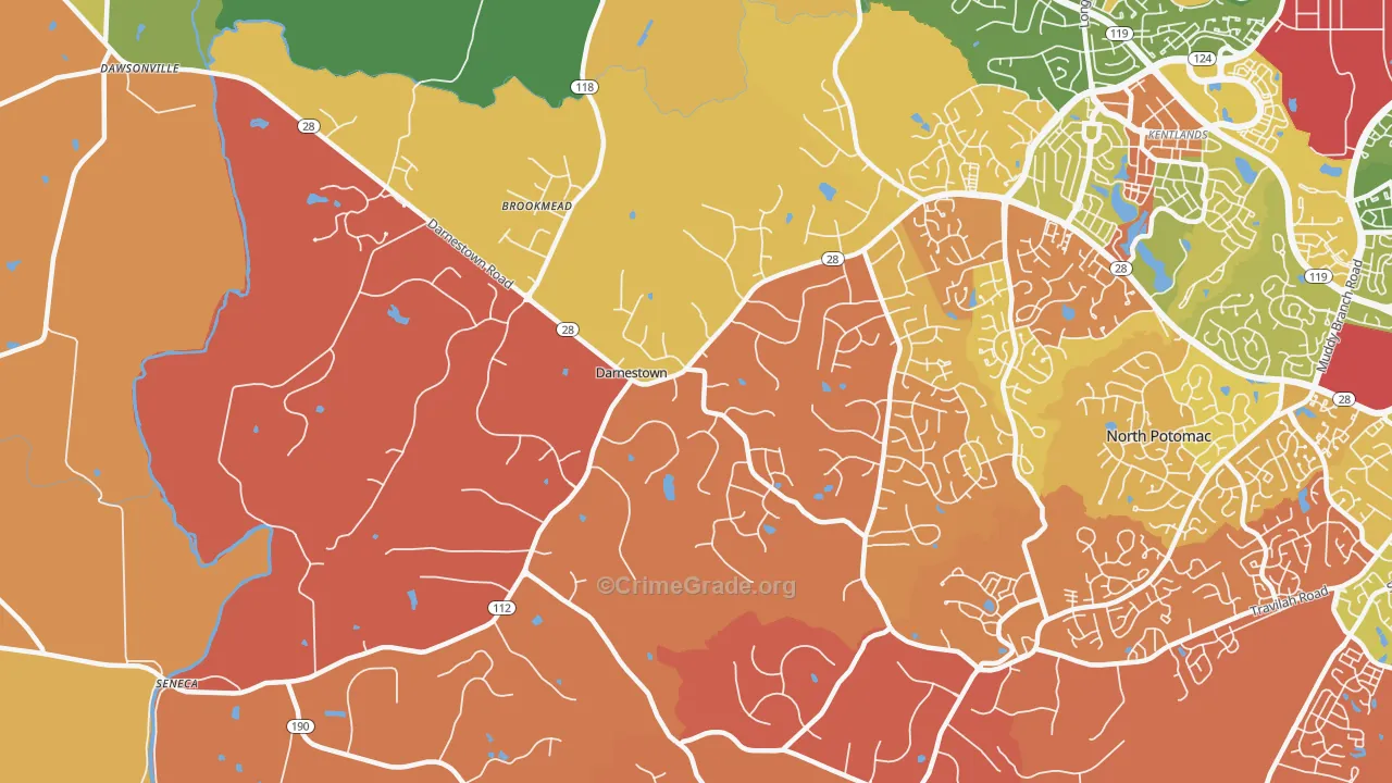 Darnestown, Gaithersburg, MD Map of Arson Rates