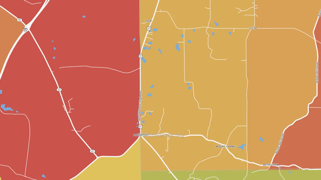 Davenport, AL Map of Arson Rates