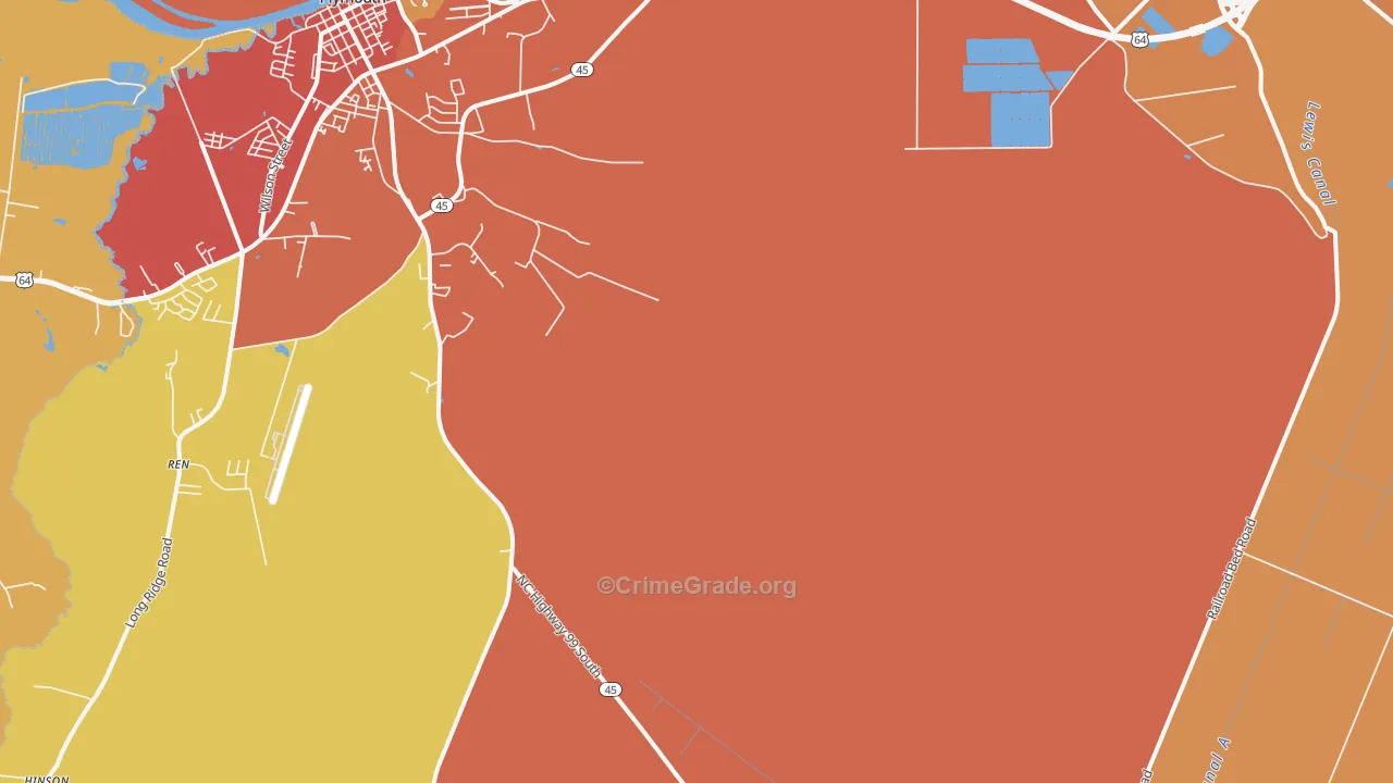 Davenport Forks, NC Map of Arson Rates