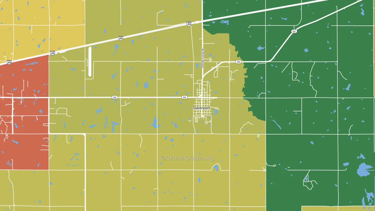 Davenport, OK Map of Arson Rates