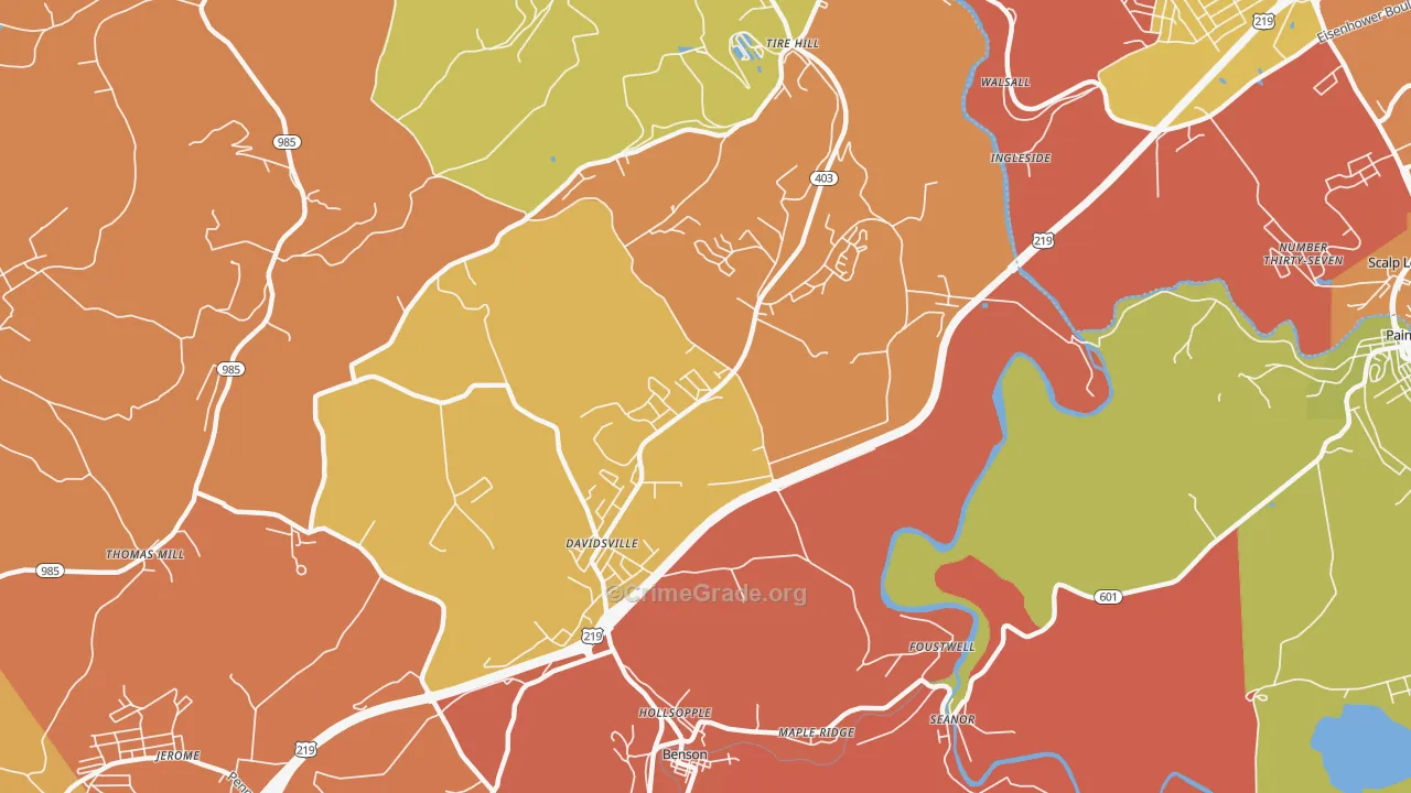 Davidsville, PA Map of Arson Rates