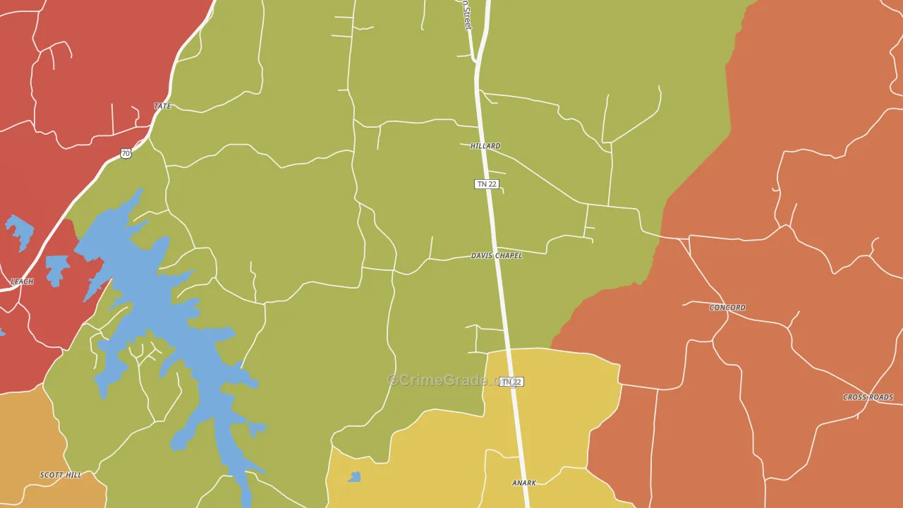Davis Chapel, TN Map of Arson Rates