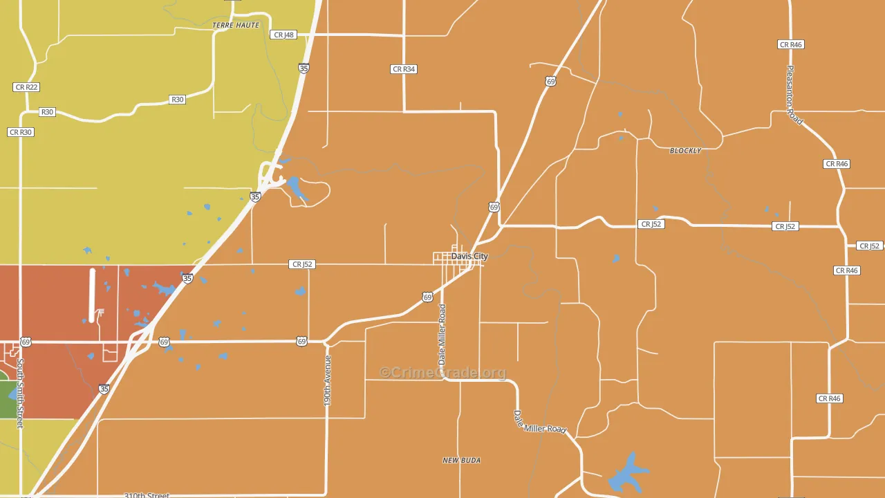 Davis City, IA Map of Arson Rates