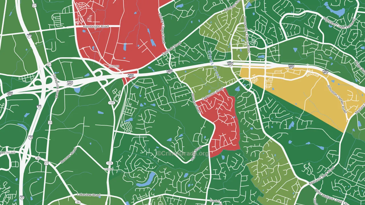 Davis Lake-Eastfield, Charlotte, NC Map of Arson Rates