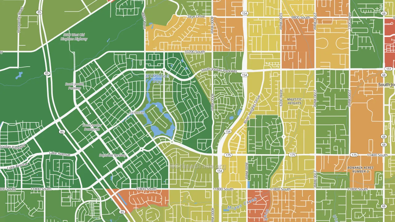 Daybreak, South Jordan, UT Map of Arson Rates