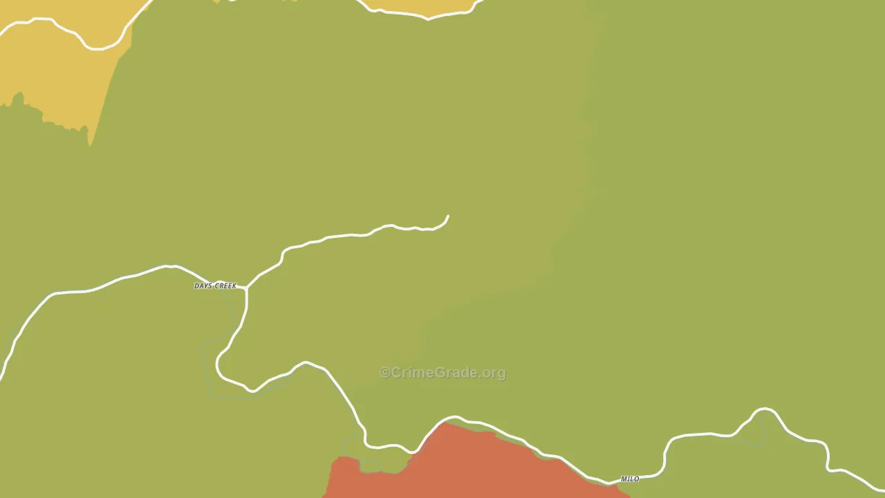 Days Creek, OR Map of Arson Rates