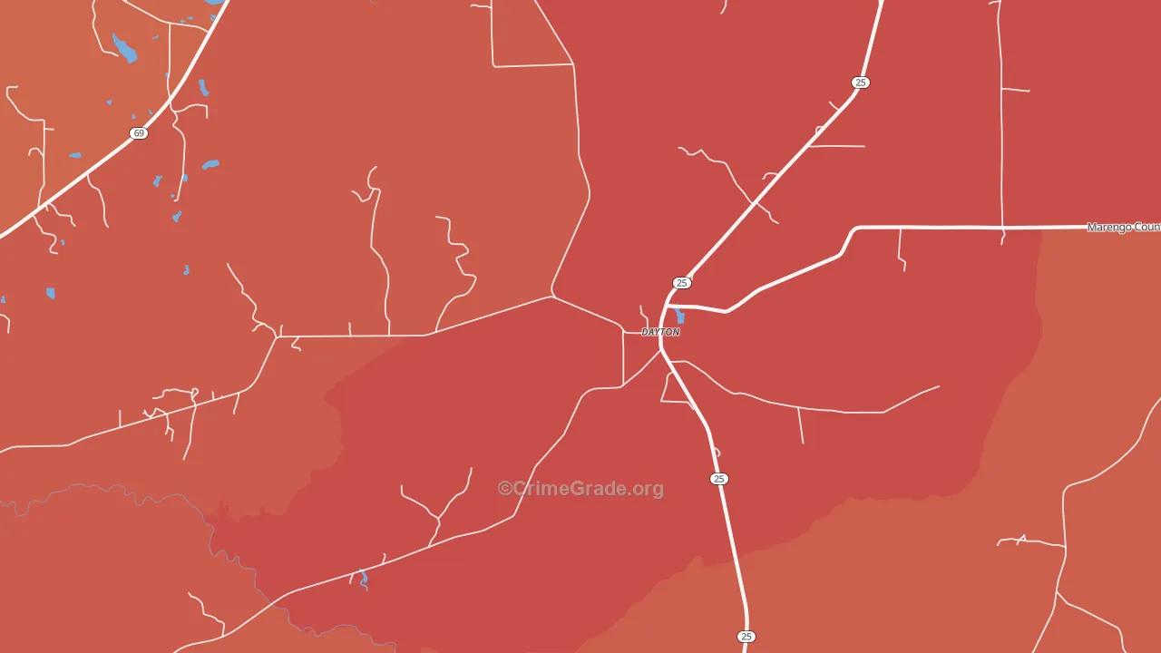 Dayton, AL Map of Arson Rates