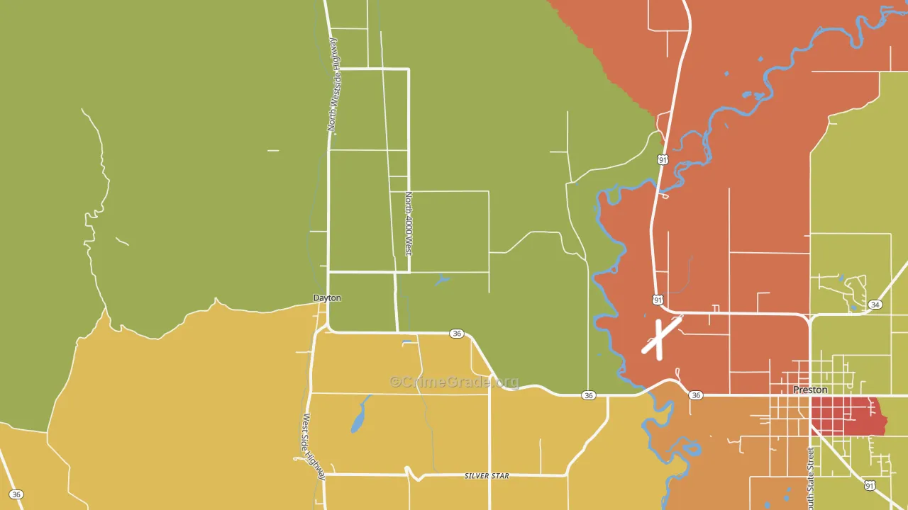Dayton, ID Map of Arson Rates