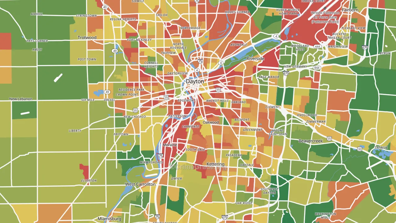 Dayton, OH Map of Arson Rates