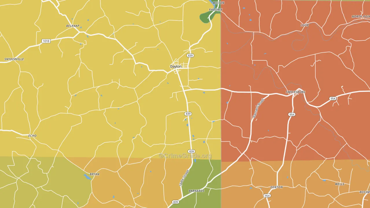 Dayton, PA Map of Arson Rates