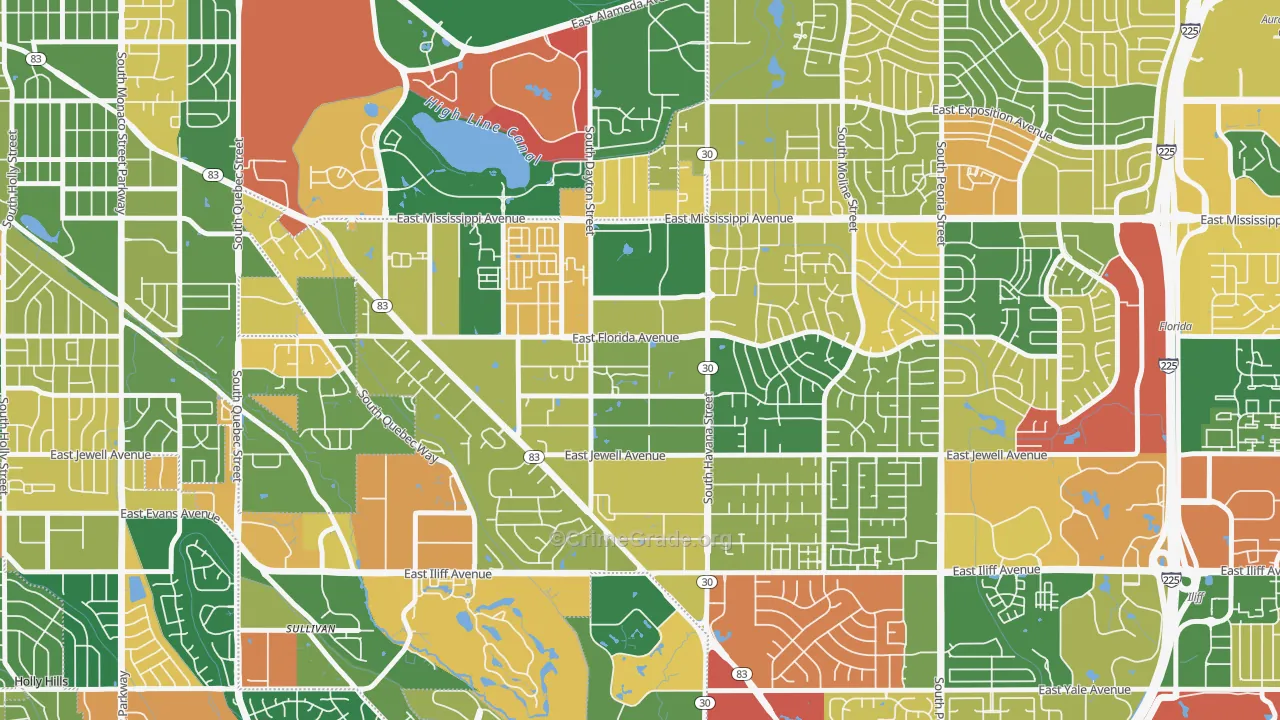 Dayton Triangle, Aurora, CO Map of Arson Rates
