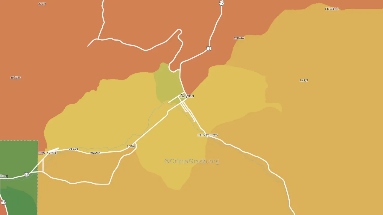 Dayton, WA Map of Arson Rates