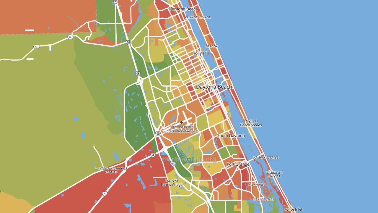 Daytona Beach, FL Map of Arson Rates