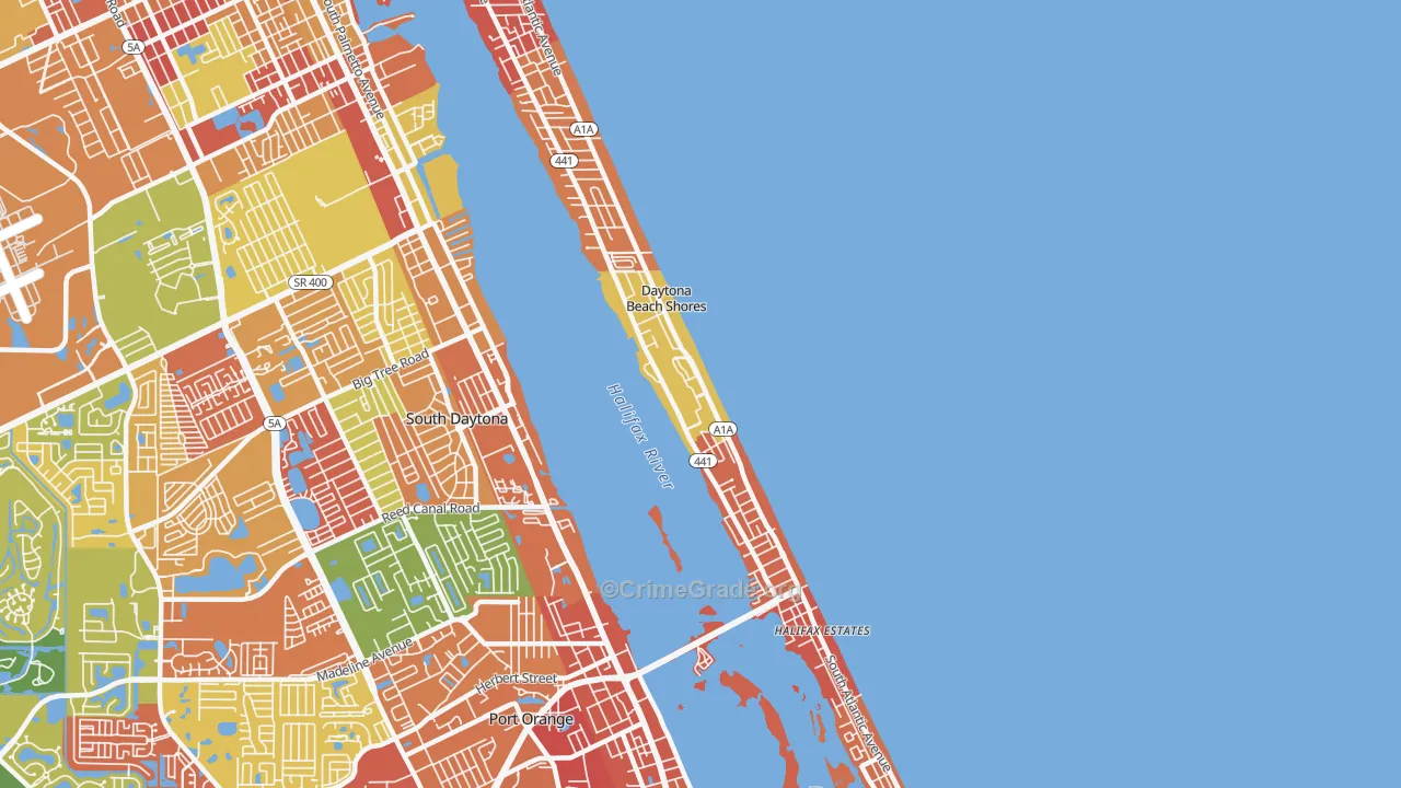Daytona Beach Shores, FL Map of Arson Rates