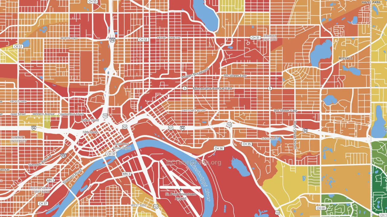 Dayton's Bluff, St. Paul, MN Map of Arson Rates