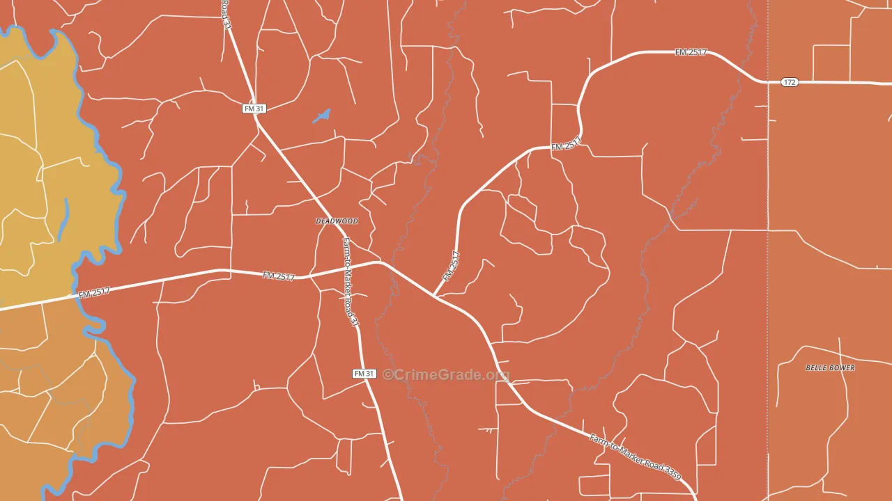 Deadwood, TX Map of Arson Rates