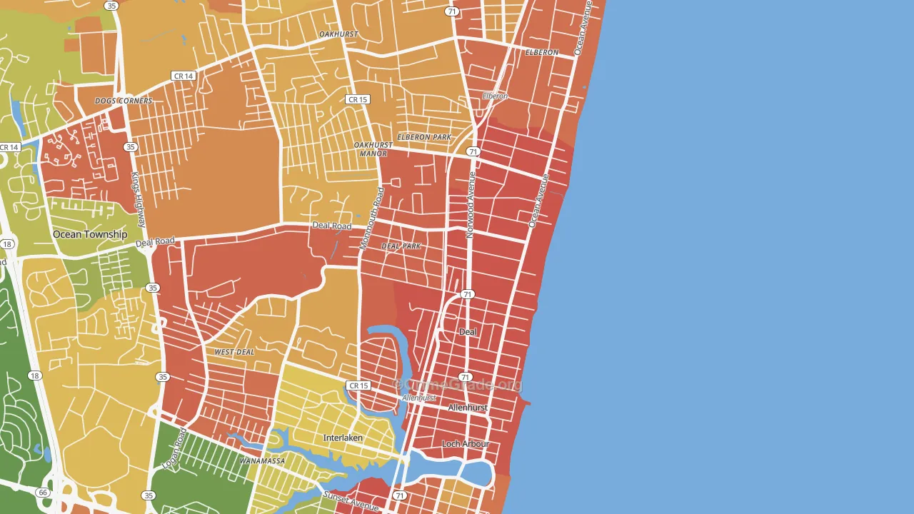 Deal, NJ Map of Arson Rates