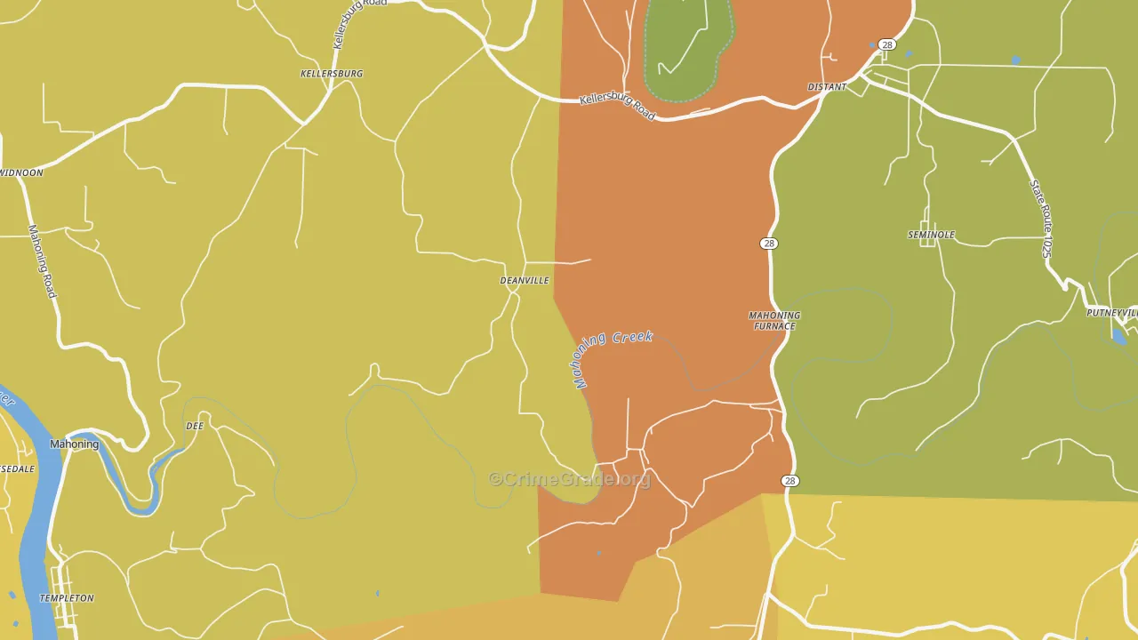 Deanville, PA Map of Arson Rates