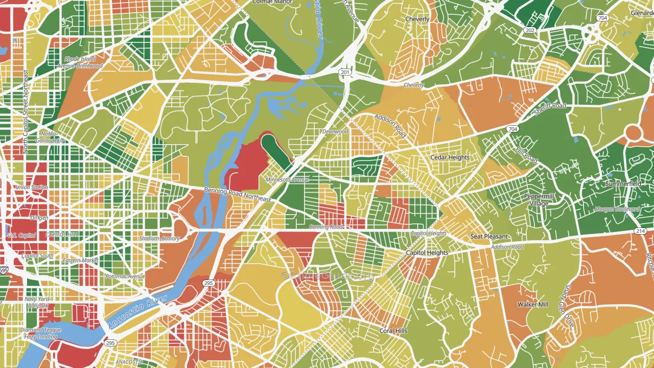 Deanwood, Washington, DC Map of Arson Rates