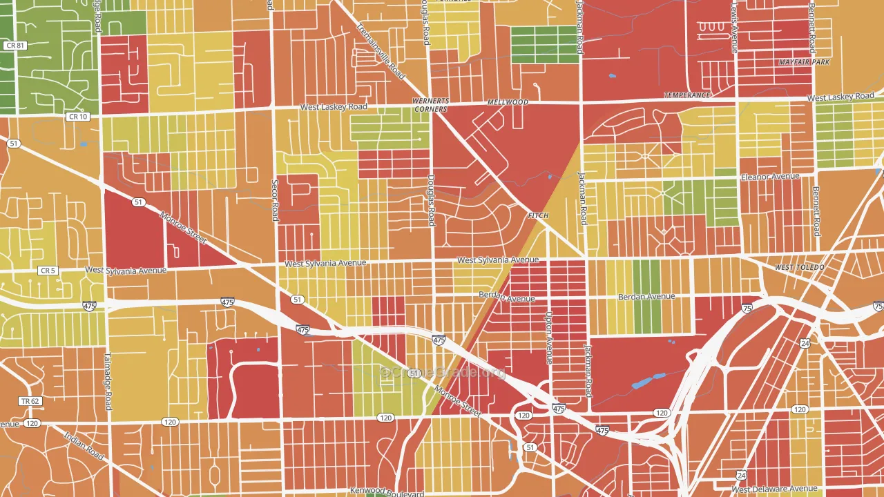 Deaveaux, Toledo, OH Map of Arson Rates