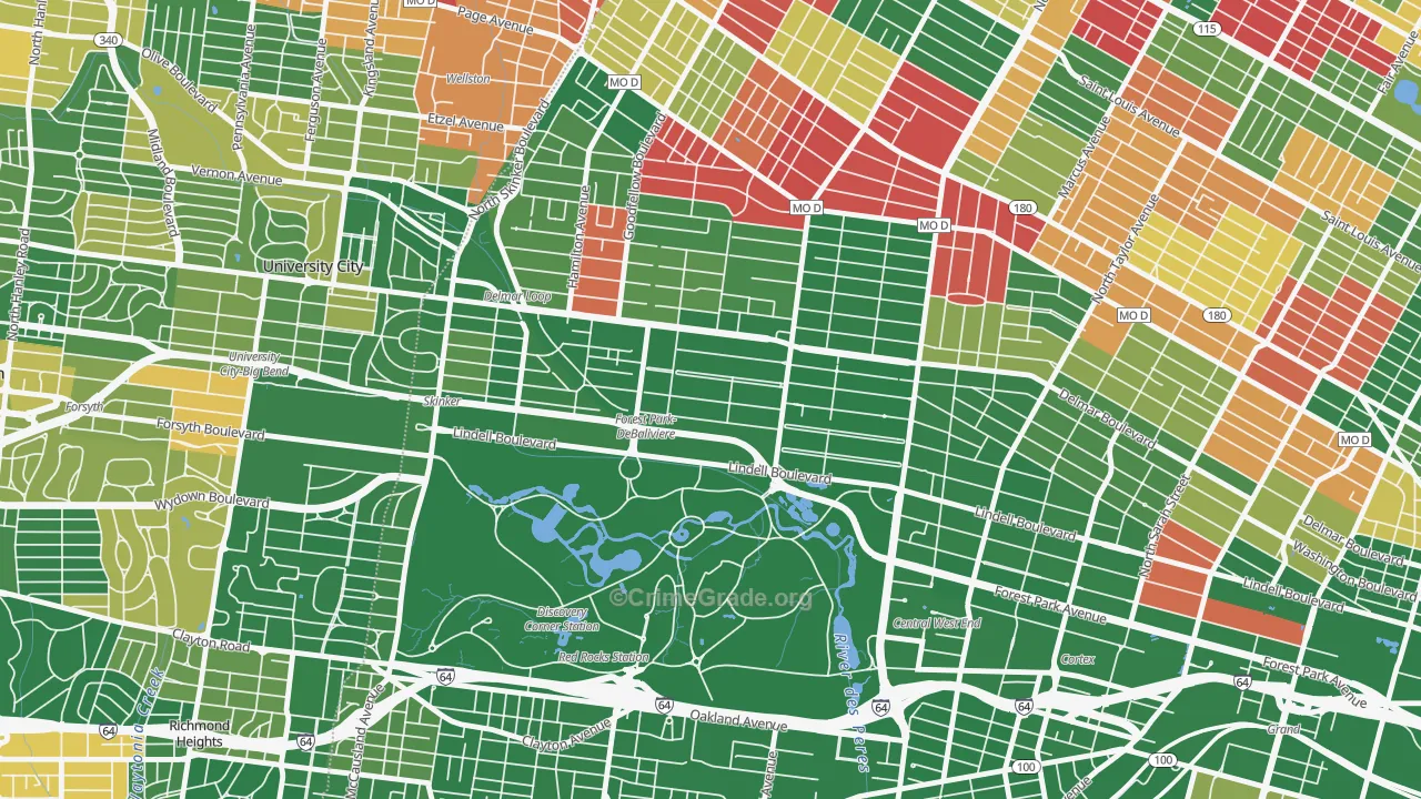 Debaliviere Place, St. Louis, MO Map of Arson Rates